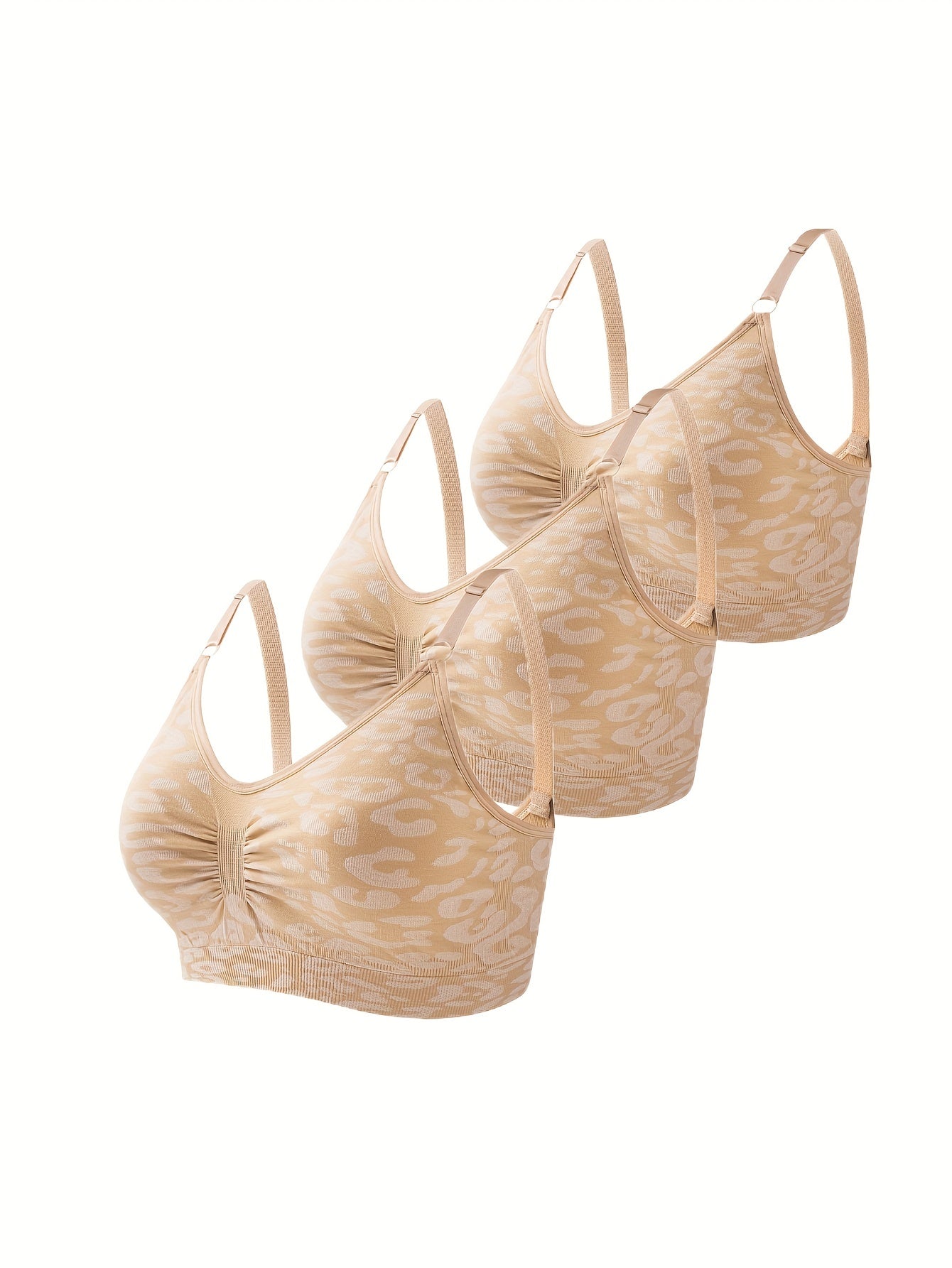 3pcs Leopard Pattern Bralettes Women's Lingerie