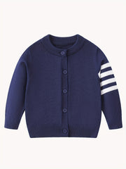 Toddler Boys Striped Knit Cardigan Thermal Sweater
