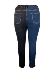 Colorblock Ripped High Rise Skinny Jeans
