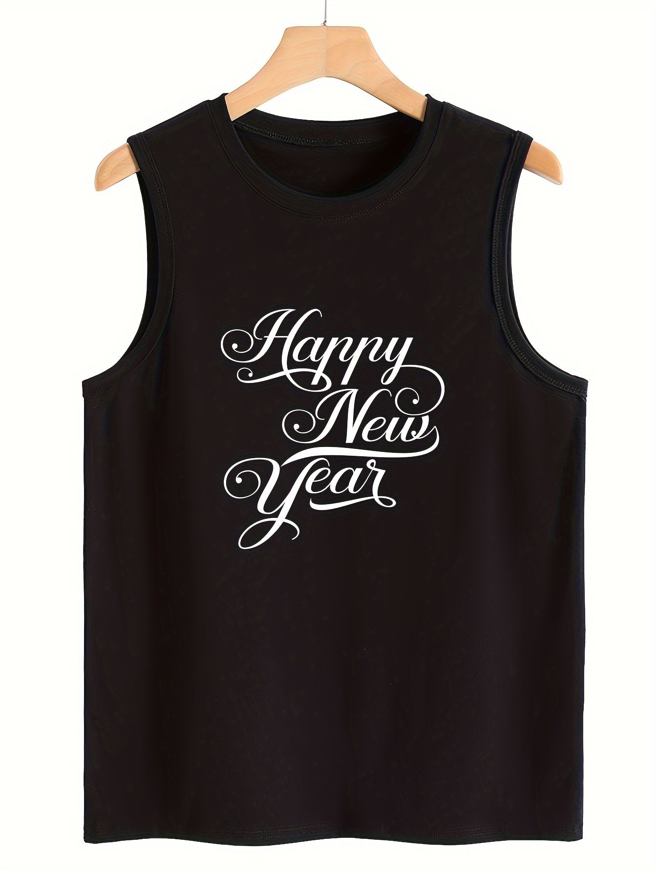 Happy Year Letter Sleeveless Sports Vest Stretchy Casual Tops Women's Activewear