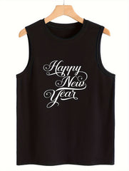 Happy Year Letter Sleeveless Sports Vest Stretchy Casual Tops Women's Activewear