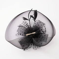 Ladies Retro Prom Veil Headdress Top Hat Feather Headband Hair Clip Dual Use