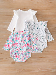 Baby Girls Graphic Long Sleeve Bodysuits Set