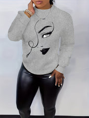 Graphic Print Pullover Sweatshirt for Women