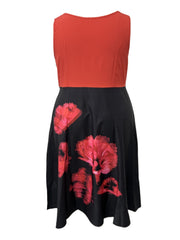 Colorblock Floral Print Midi Tank Dress