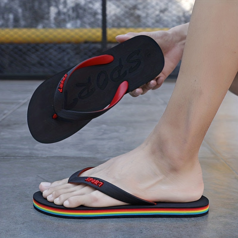 Men's Striped Flip Flops Lightweight Thong Sandals
