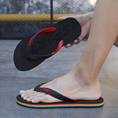 Men's Striped Flip Flops Lightweight Thong Sandals