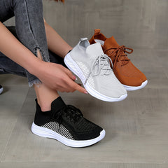 Sporty Outdoor Sneakers Women's Footwear Lace up Breathable Knit