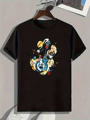 Guitar Print Men's Graphic T-shirt for Summer
