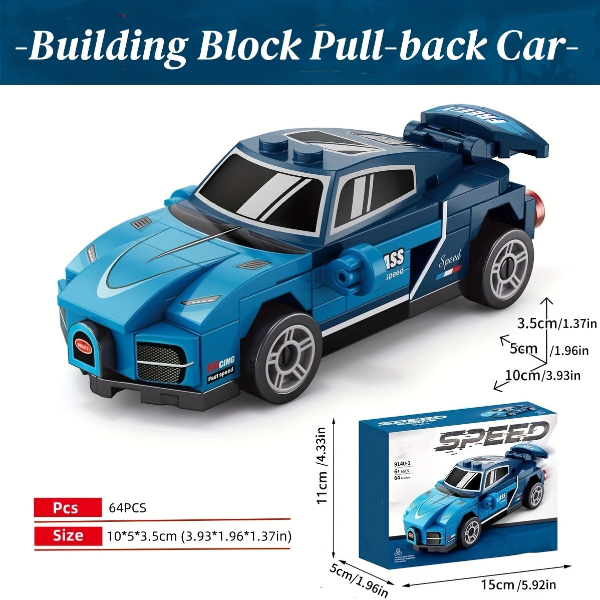 6pcs MINI Car Building Blocks Small Particle Toy Model