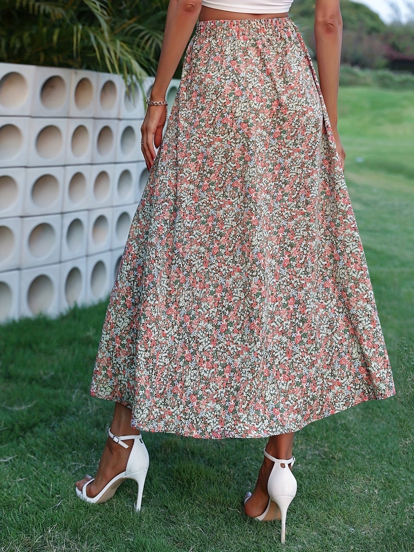 Floral Print High Waist Skirt for Women