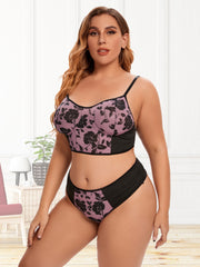 Floral Print Longline Push-Up Bra & Underwear Set