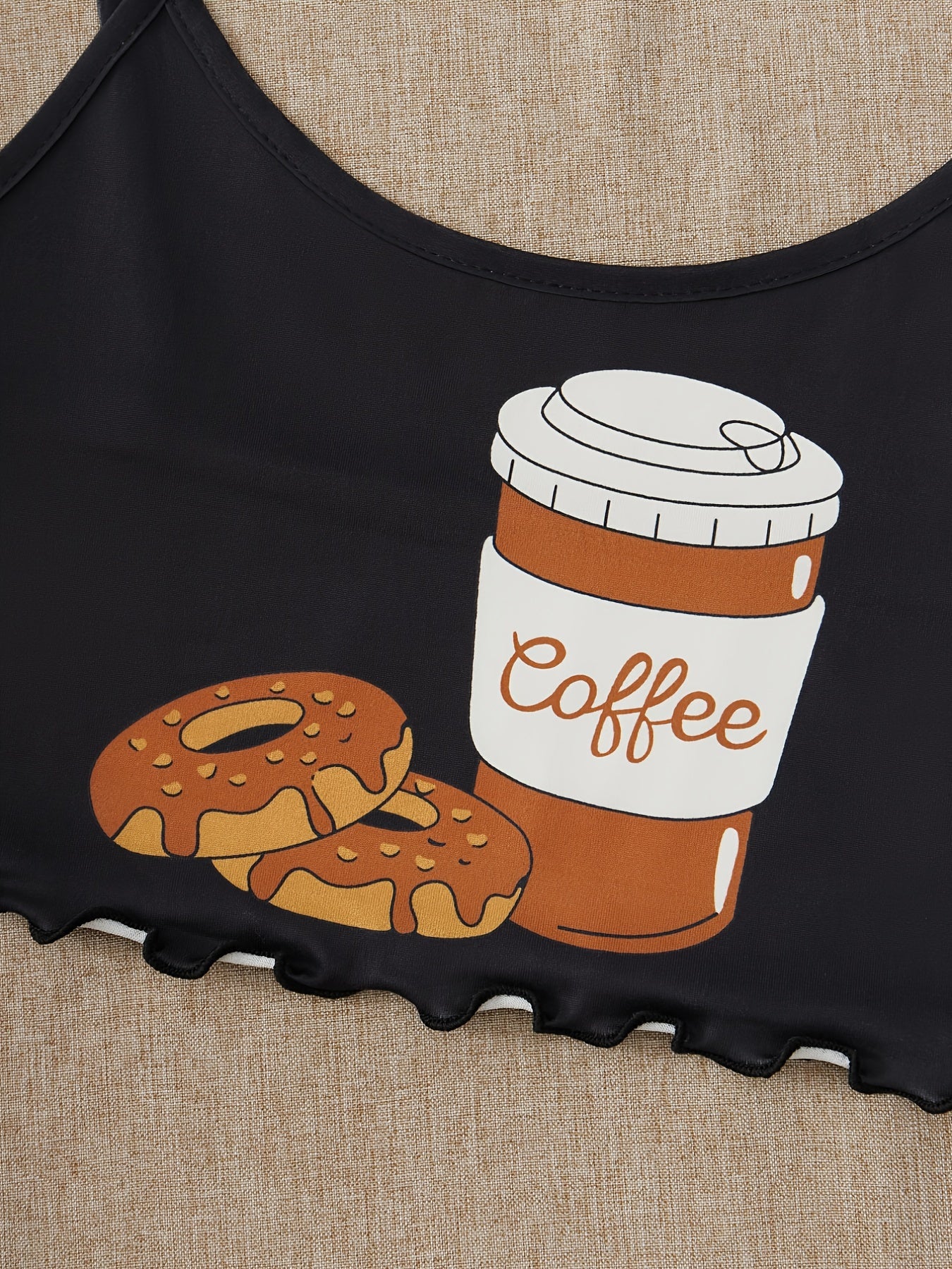 Summer Women's Donut Print Pajamas Set Suspenders Top & Cozy Shorts