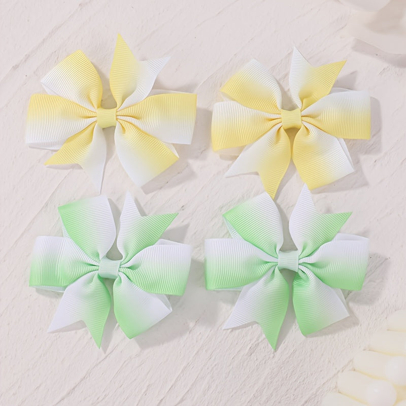 2pcs Plain Bow Hair Clip Ponytail Clip Baby Girls Hair Accessories