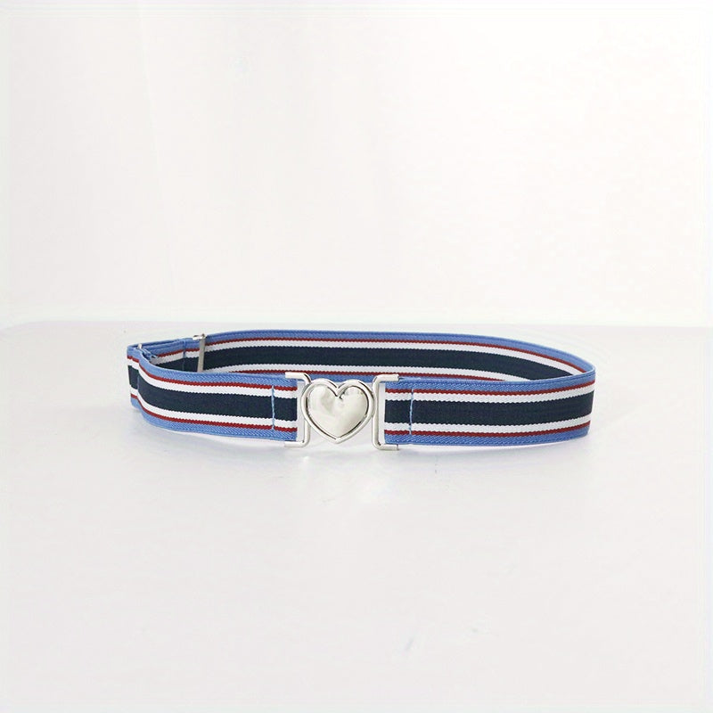 Girls Elastic Waist Belt Heart Buckle Stretch Jeans Pants Dress