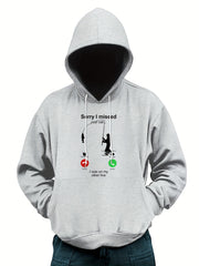 Men's Fishing Print Hoodie Stretch Hooded Sweatshirt Pullover Top