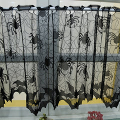 Lace Spider Cafe Curtain Halloween Tiers Short Curtain for Home Decor