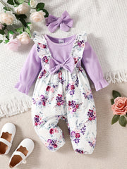 Baby Girls Animal Print Romper with Headband