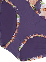 4 Pack Plus Size Panties Set Women's Soft Floral Print Stretch Underwear