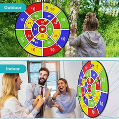 Kids Dart Board Set with 12 Sticky Balls - Indoor Outdoor Fun Game for Ages 3-12