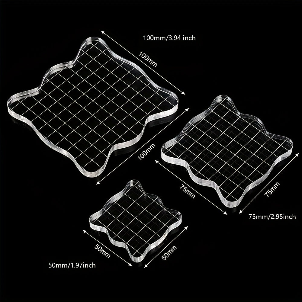 1pc Rubber Stamp Transparent Stamp Set Helper Glass High Crystal Acrylic Handle