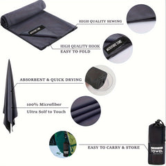 2 Pack Microfiber Travel Towel Quick Dry Towel Camping Beach Towel