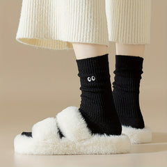 5 Pairs Eyes Embroidery Socks Comfy Mid Tube Stockings