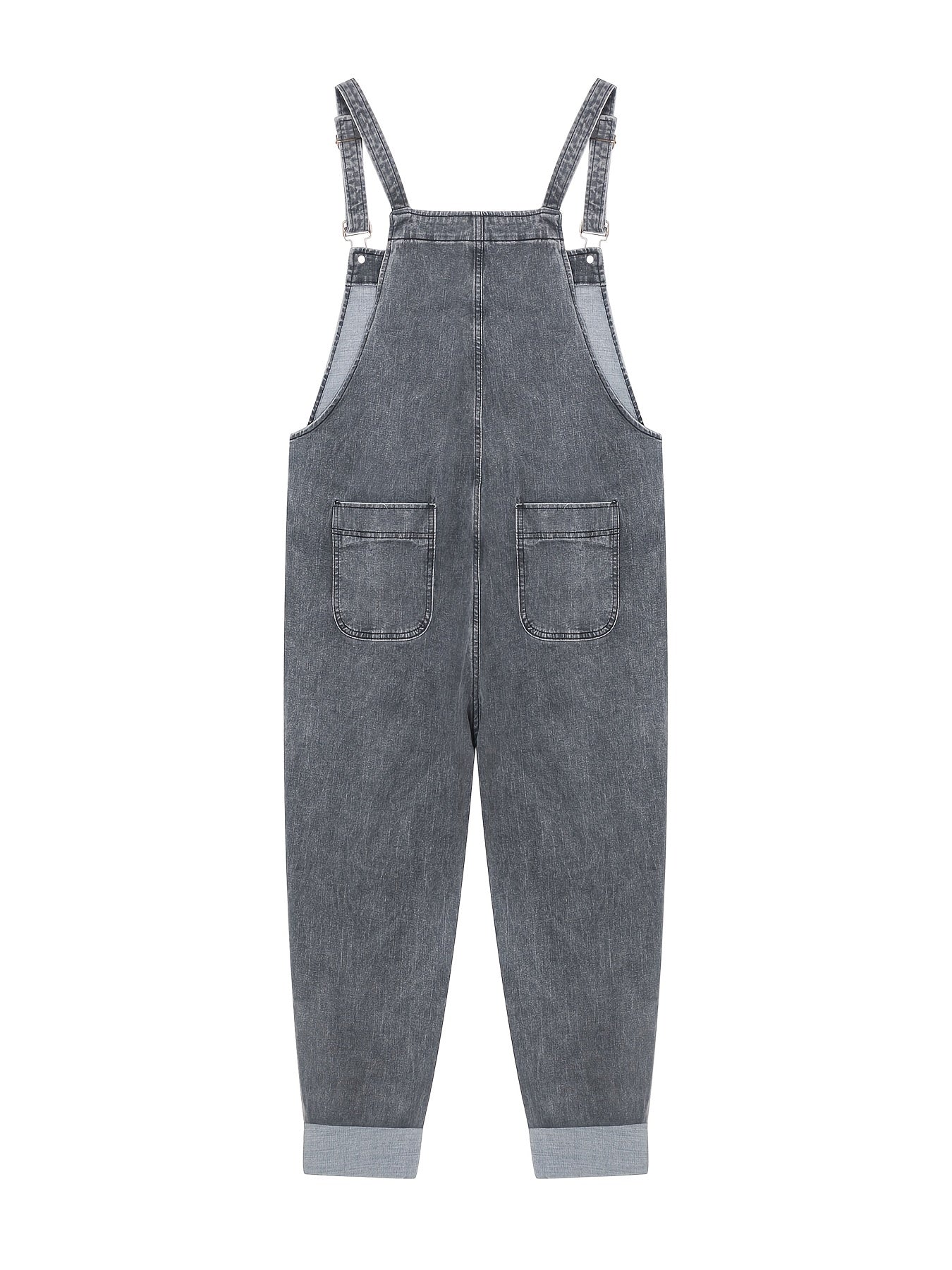 High Rise Straight Leg Denim Overalls Women's Plus