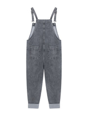 High Rise Straight Leg Denim Overalls Women's Plus