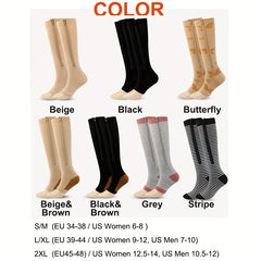 Zipper Open Toe Compression Socks Men Women Over Calf Stockings Nurses
