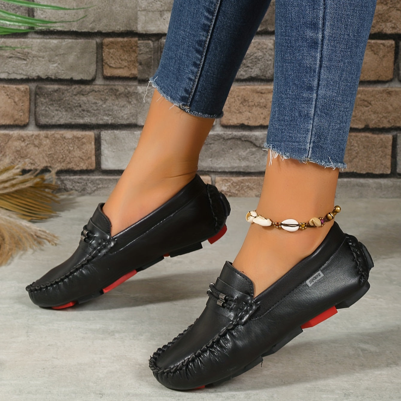 Women's Solid Flat Loafers Slip On Low Round Toe Soft Sole Lightweight Shoes