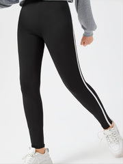 Striped Detail High Waisted Workout Leggings