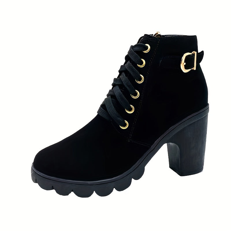 Women's Lace-Up Block Heel Ankle Boots