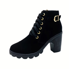 Women's Lace-Up Block Heel Ankle Boots