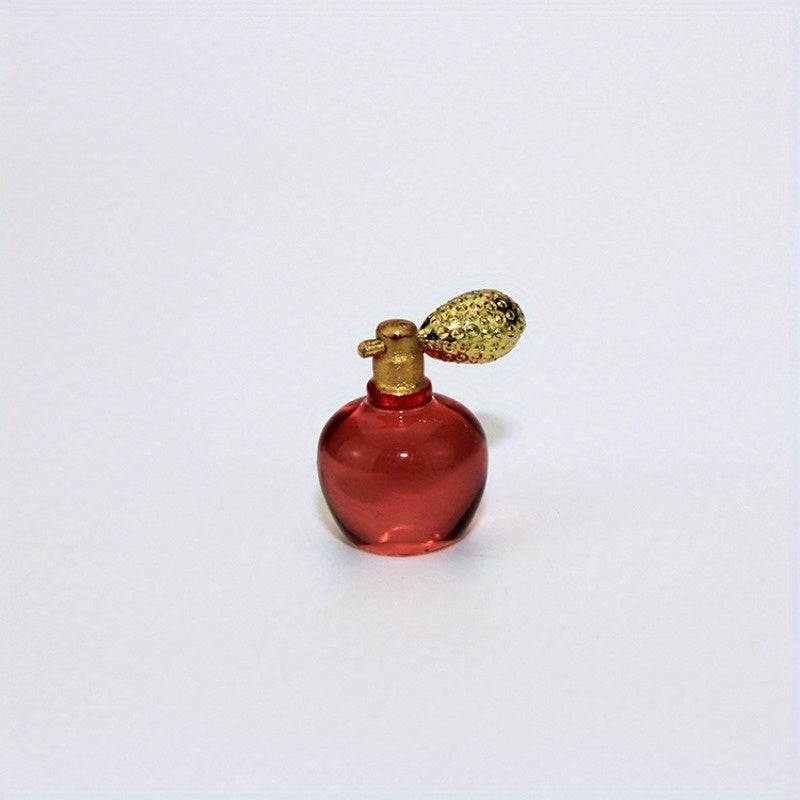 Miniature Red & Green Perfume Bottles with Golden Caps for Dollhouse Decor