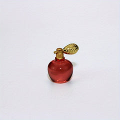 Miniature Red & Green Perfume Bottles with Golden Caps for Dollhouse Decor