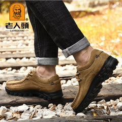 LAORENTOU Men's Leather Ankle Boots Walking Sneakers