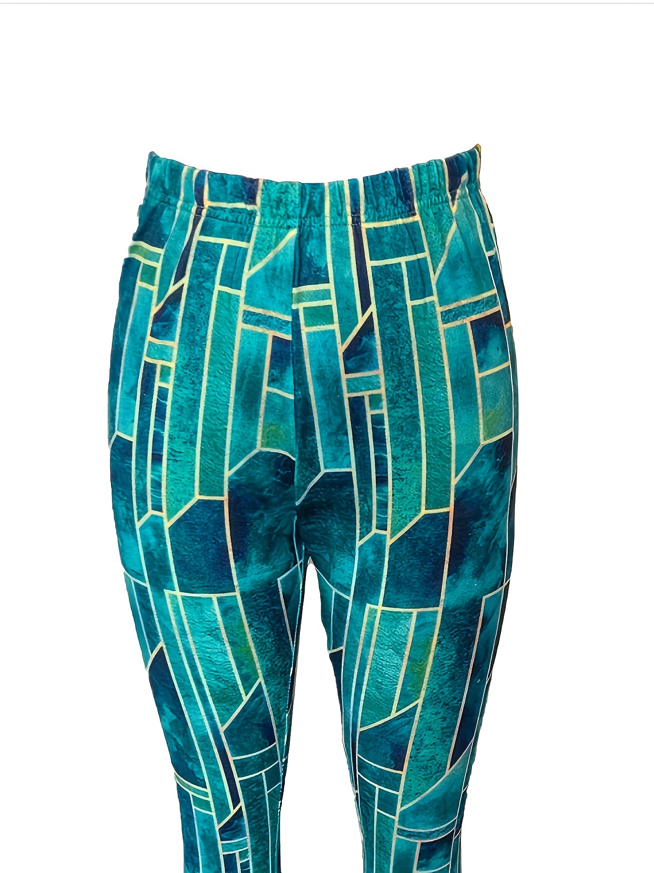 Geo Print Skinny Leggings Casual Elastic Waist Stretchy Leggings