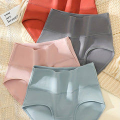 4pcs Solid Briefs Comfy Stretchy Panties Women's Lingerie