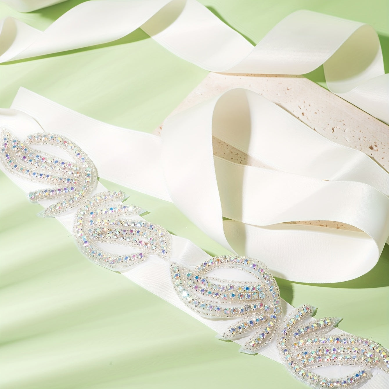 Glitter Rhinestone Ribbon Belt for Wedding