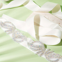 Glitter Rhinestone Ribbon Belt for Wedding
