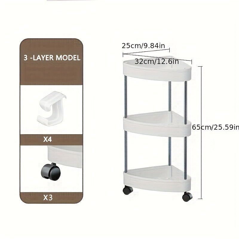 Corner Shelves Stand With Wheel 4 Tier Toilet Paper Stand