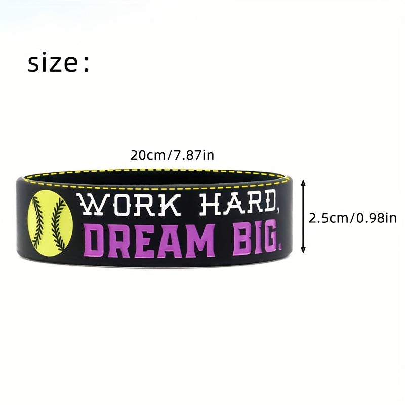 Motivational Softball Silicone Bracelet for Players - Never Give Up!