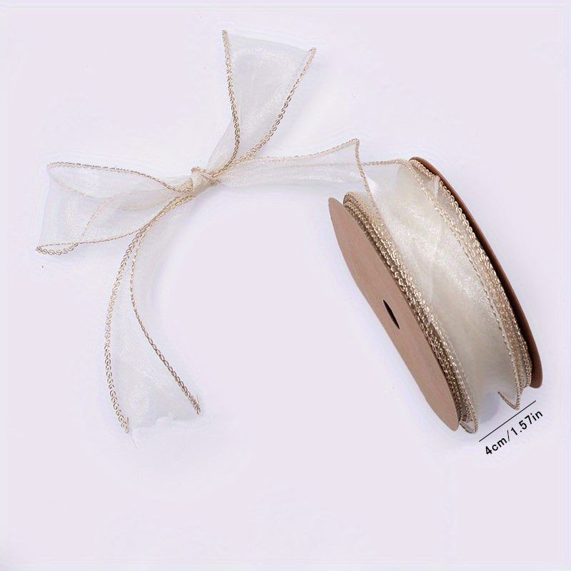 1m Transparent Organza Chiffon Ribbons with Golden Edges