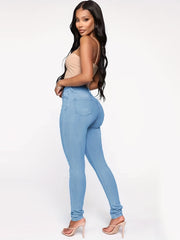 High Stretch Skinny Jeans Button Fly High Rise