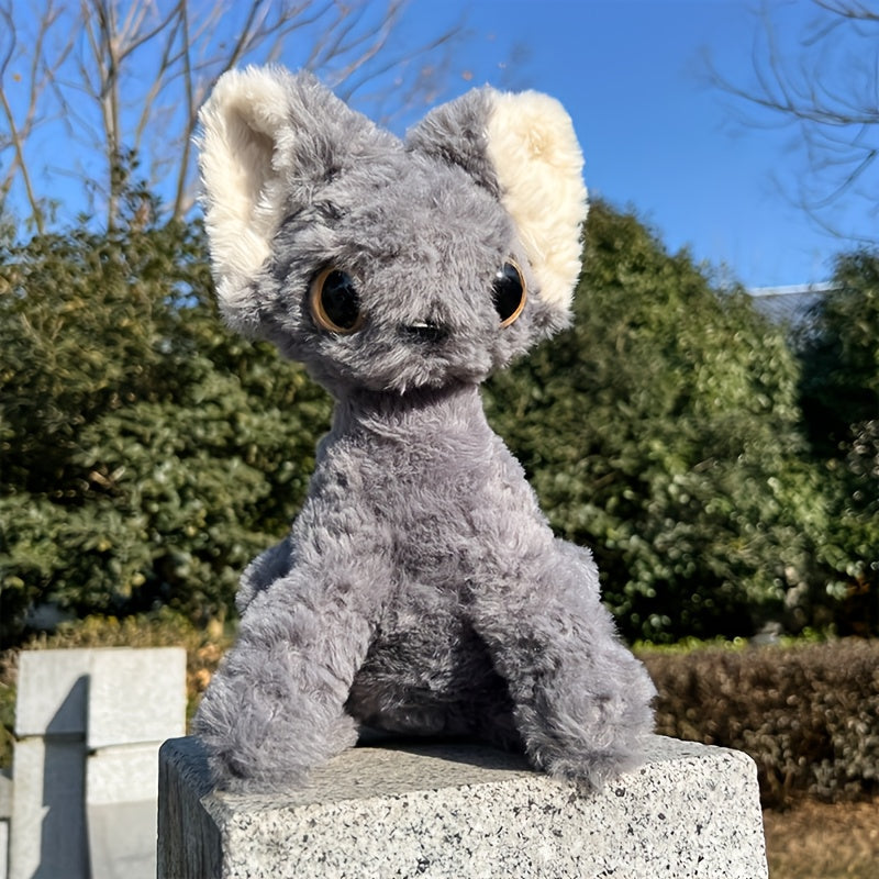 Gray Kitten Stuffed Animal Soft Fluffy Ears Cuddly House Cat Simulation