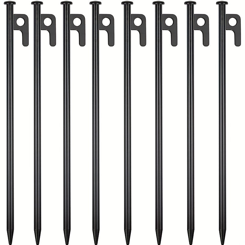 8pcs 12 Inch Steel Tent Stakes for Unbreakable Camping