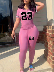 Number Print 2 Piece Set: Crop Top & Leggings