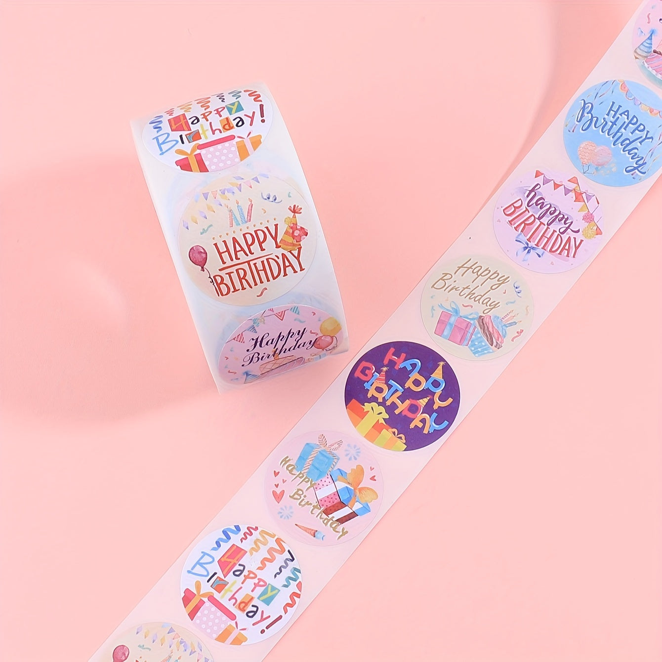 500pcs Roll Happy Birthday Sticker Label Office Decoration Sealing Sticker