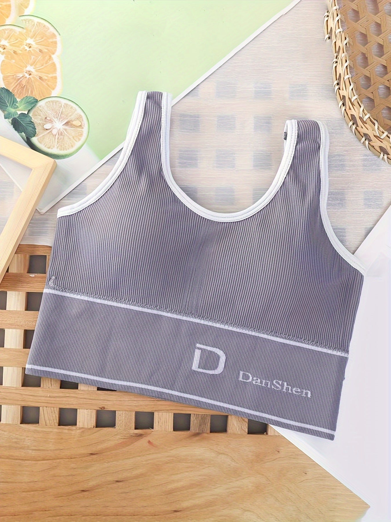 6 Pack Plus Size Sports Bras Set Women's Plus Letter Print